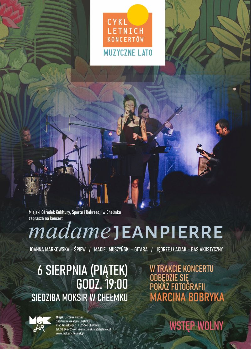 madame jeanpierre plakat z informacją o koncercie