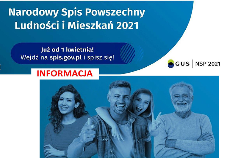 spis powrzechny-baner rodzina na niebieskim tle