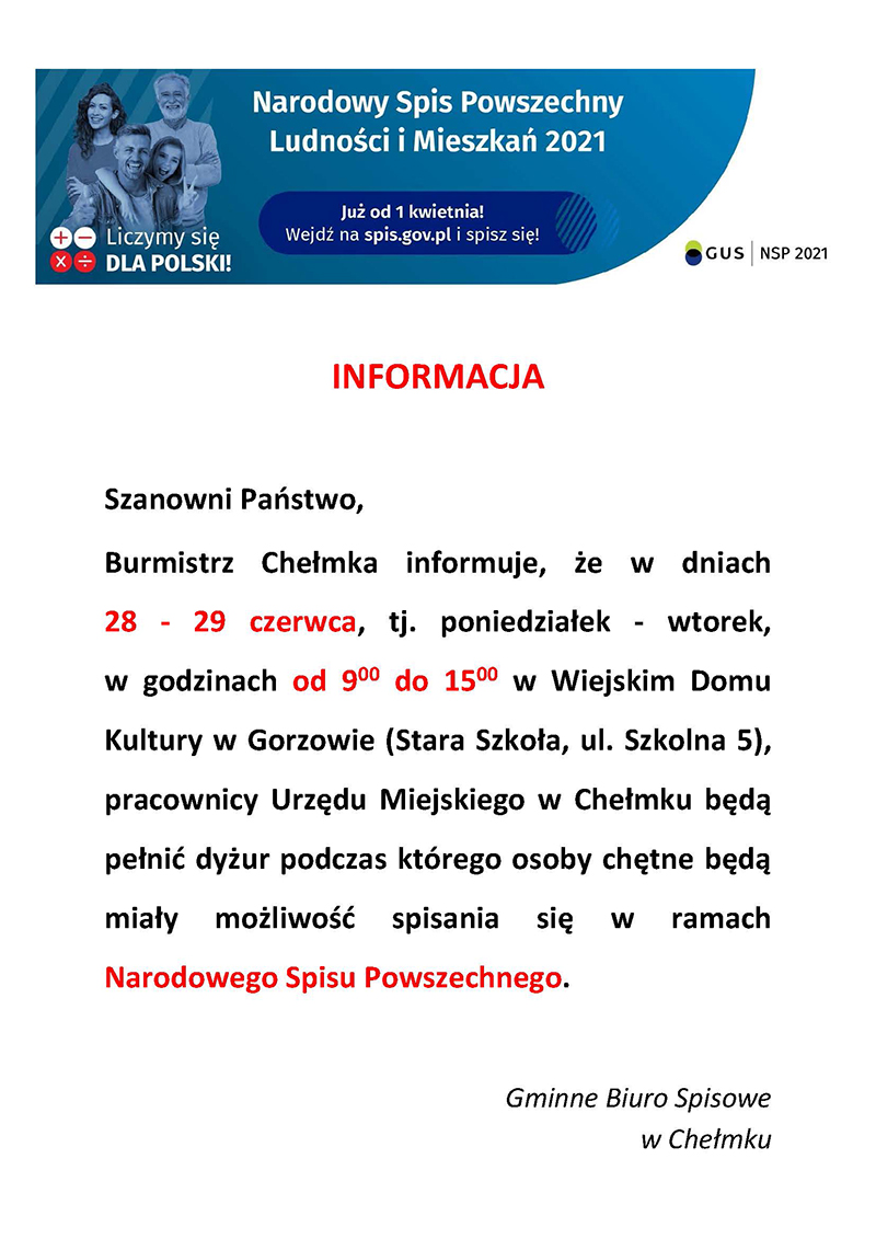 ulotka NSP dom kultury gorzów -spis ludnosci