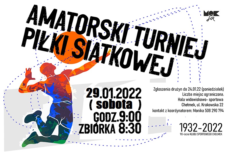 baner turniej piłki siatkowej, plakat, kolorowy sportowiec