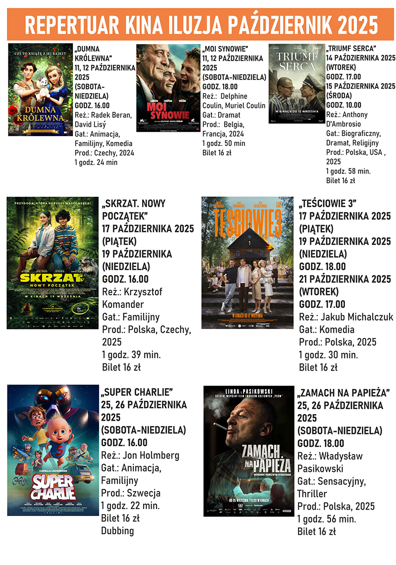 Repertuar Kina Iluzja Pazdziernik 2025 plakat maly