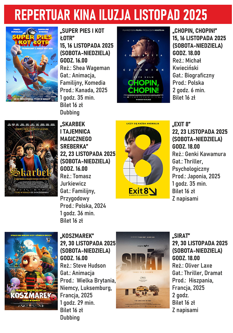 Repertuar Kina Iluzja Listopad 2025 plakat maly
